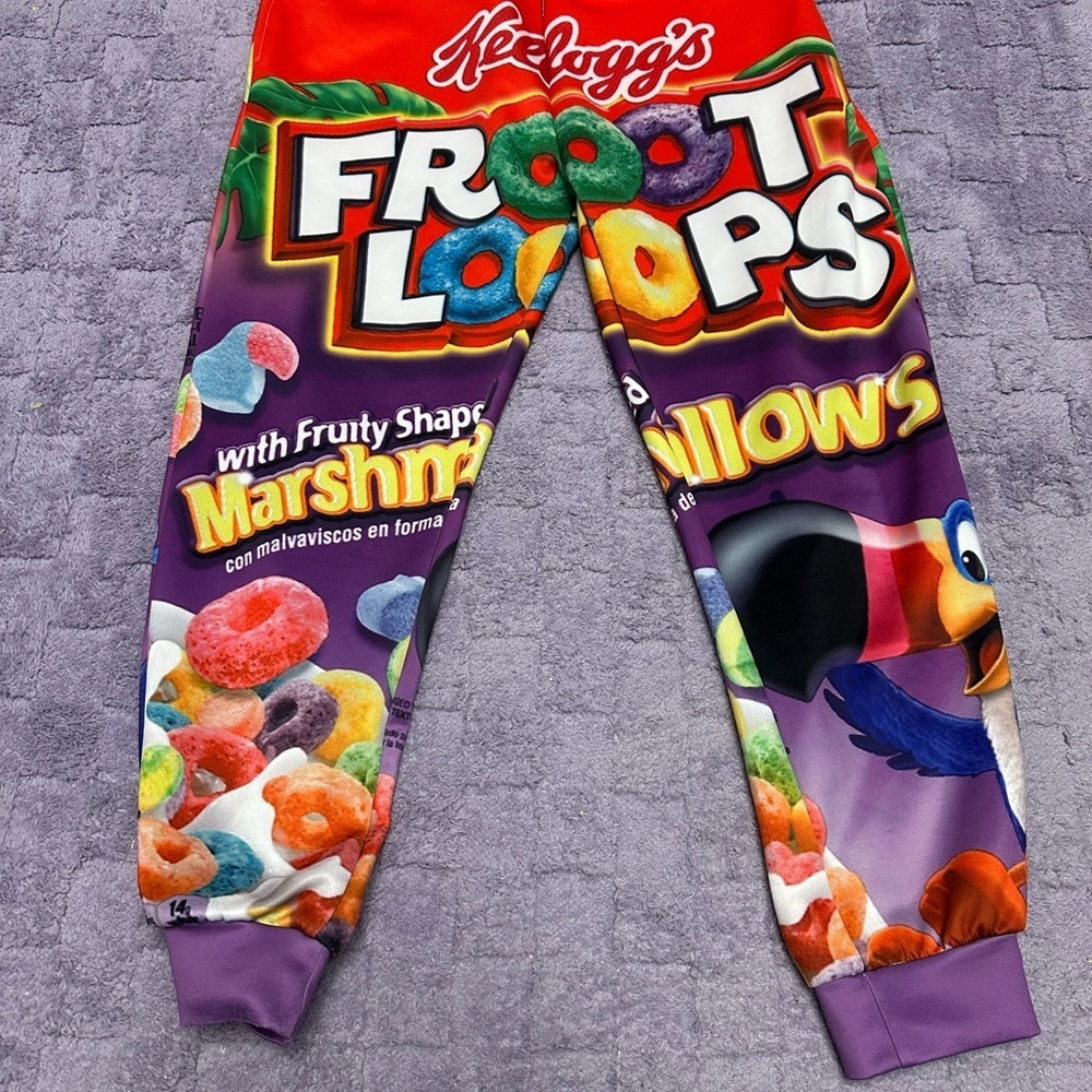 Xl Vibrant Purple and Red Sweatpants with Kellogg Graphic Design